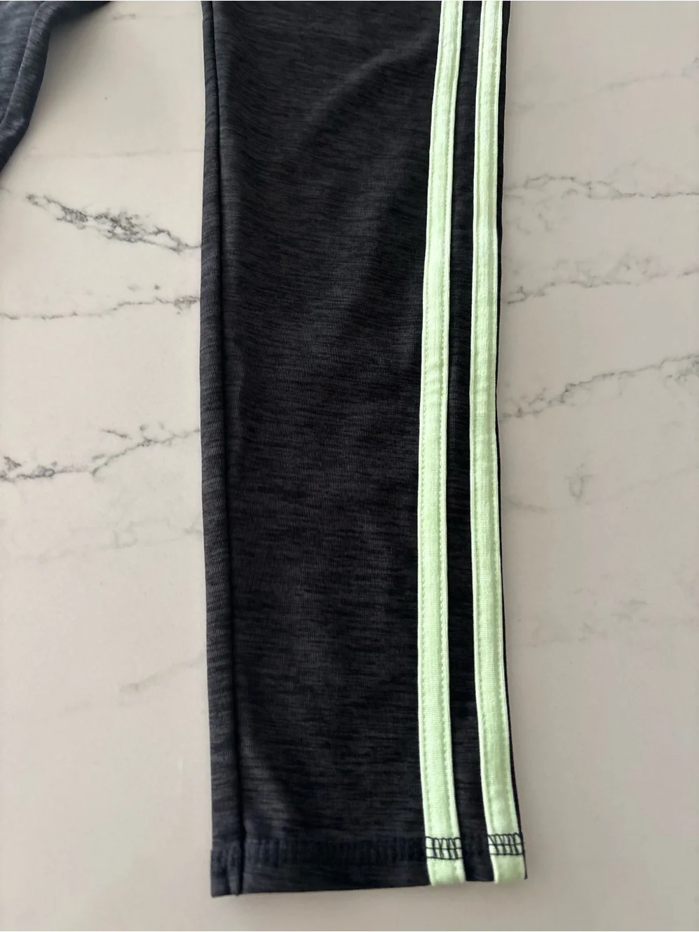 adidas Black & Gray Crop Tee with Neon Green-Trim Leggings